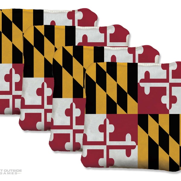 4 Maryland Flag Premium Cornhole Bags | Corn or All Weather with Color Options