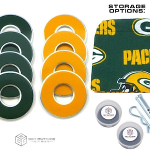 8 Green Bay Packers Color VVashers w/ Storage Options - Washer Toss Game Washers by Get Outside Games