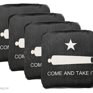 4 Black Wood Grain Come & Take It Premium Cornhole Bags | Corn or All Weather with Color Options
