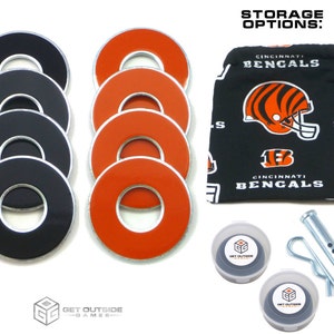 8 Cincinnati Bengals Color VVashers w/ Storage Options - Washer Toss Game Washers by Get Outside Games
