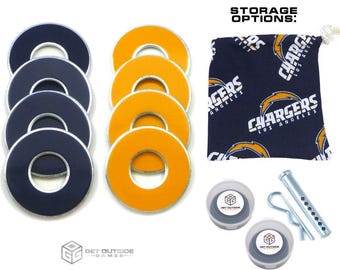 8 Los Angeles Chargers Color VVashers w/ Storage Options - Washer Toss Game Washers by Get Outside Games