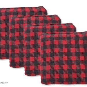 4 Black & Red Plaid Premium Cornhole Bags | Corn or All Weather with Color Options