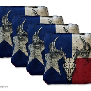 4 Texas Hunter Premium Cornhole Bags | Corn or All Weather with Color Options