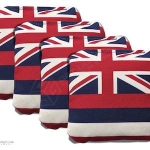 4 Hawaii Flag Premium Cornhole Bags | Corn or All Weather with Color Options