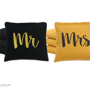 8 Mr & Mrs Classic Series Cornhole Bags Corn Filled image 4