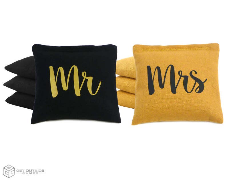 8 Mr & Mrs Classic Series Cornhole Bags Corn Filled image 4