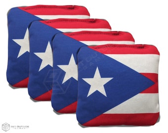 4 Puerto Rico Flag Premium Cornhole Bags | Corn or All Weather with Color Options