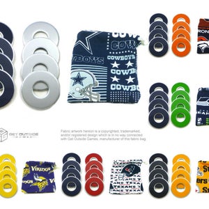8 VVashers w/ NFL Team Fabric Bag - Washer Toss Game Washers by Get Outside Games