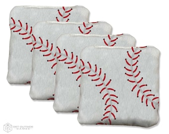 4 Baseball Premium Cornhole Bags | Corn or All Weather with Color Options