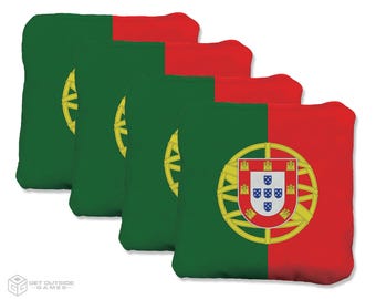 4 Portugal Flag Premium Cornhole Bags | Corn or All Weather with Color Options