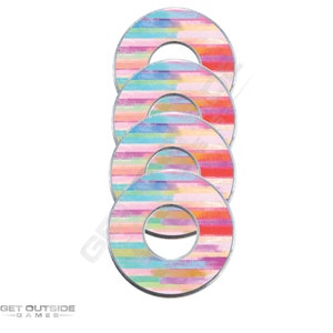 4 Watercolor Stripes VVashers - Washer Toss Game Washers by Get Outside Games