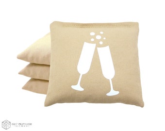 4 Champagne Toast Classic Series Cornhole Bags | Corn or All Weather with Color Options