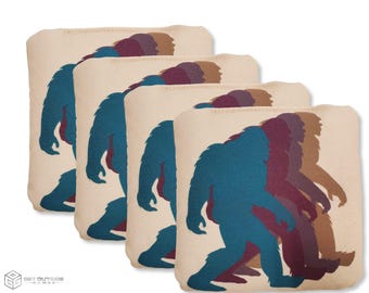 4 Retro Bigfoot Premium Cornhole Bags | Corn or All Weather with Color Options