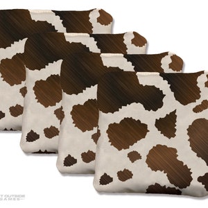 4 Cow Print Premium Cornhole Bags | Corn or All Weather with Color Options