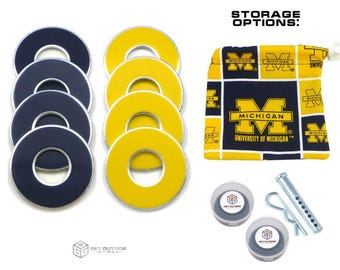 8 Michigan Wolverines Color VVashers w/ Storage Options - Washer Toss Game Washers by Get Outside Games