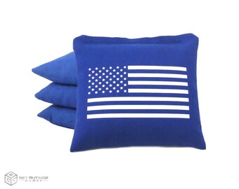 4 American Flag Classic Series Cornhole Bags | Corn or All Weather with Color Options
