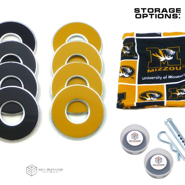 8 Missouri Tigers Color VVashers w/ Storage Options - Washer Toss Game Washers by Get Outside Games