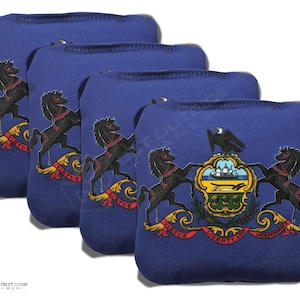 4 Pennsylvania Flag Premium Cornhole Bags | Corn or All Weather with Color Options