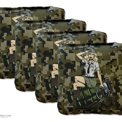 4 Camo Bombshell Premium Cornhole Bags | Corn or All Weather with Color Options