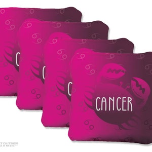 4 Zodiac Premium Cornhole Bags | Corn or All Weather with Color Options
