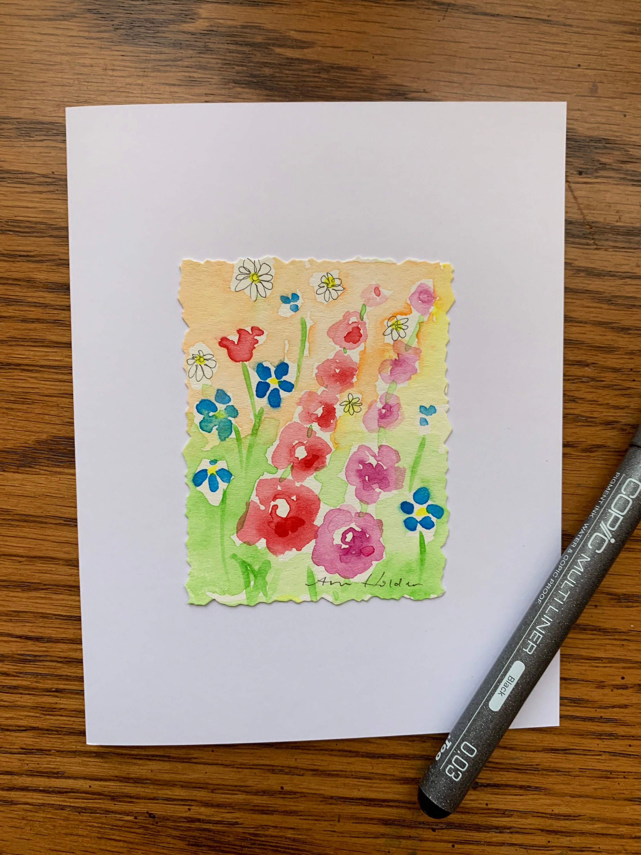 Original Art Blank Greeting Card Original Watercolor Painting | Etsy