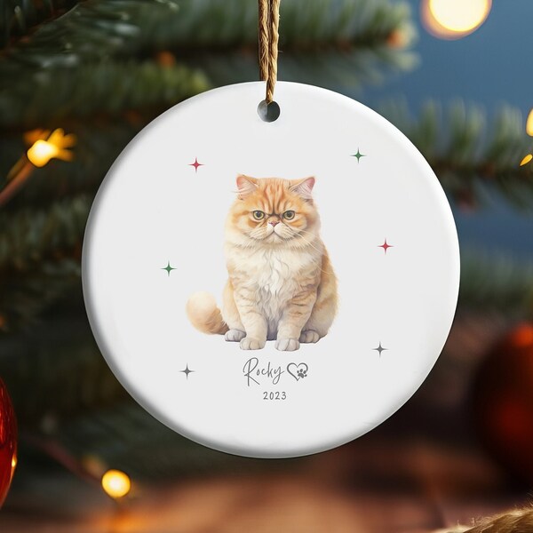 Custom Photo Ornament Exotic Shorthair Cat Mom and Cat Daddy Gift, Ceramic Christmas Decoration, Exotic Shorthair Cat Owner