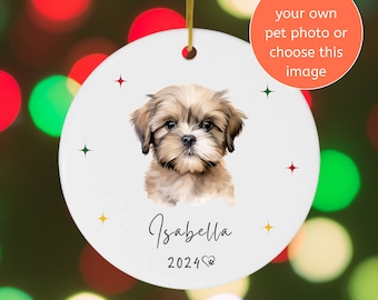 Personalized Photo Ornament Shih Tzu Puppy Dog Mom Gift, Ceramic Christmas Decoration, Shih Tzu Owner, Animal Lover