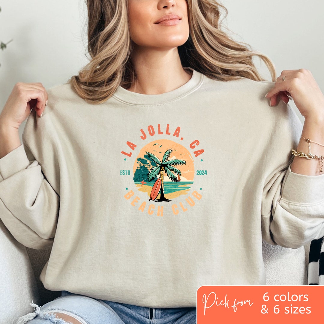 La Jolla California Sweatshirt, Fictional Custom Merch Brand Shirt for Beach Babes and Bums