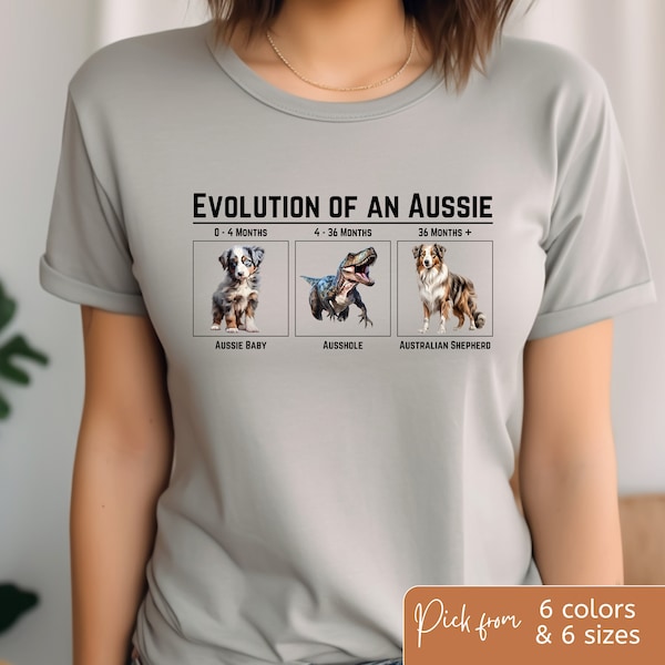 Evolution of an Aussie, Dog Mom Tshirt, Aussie Mom Gift, Australian Shepherd Shirt, Dog Show T-shirt, Farmers Market Tee