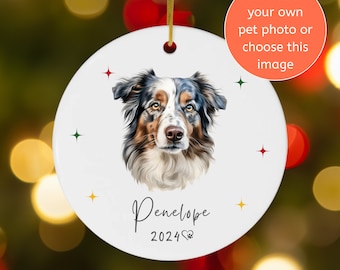 Personalized Photo Ornament Aussie Dog Mom Gift, Ceramic Christmas Decoration, Aussie Owner, Animal Lover