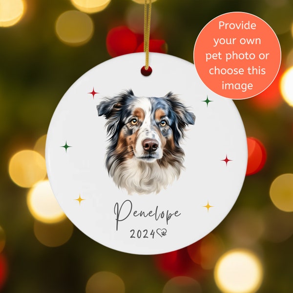 Personalized Photo Ornament Aussie Dog Mom Gift, Ceramic Christmas Decoration, Aussie Owner, Animal Lover