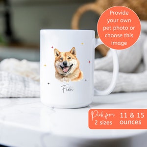 Personalized photo mug Shiba Inu dog mom gift, Custom 11 or 15 ounce ceramic coffee cup dog dad present, Cute tea cup for morning breakfast