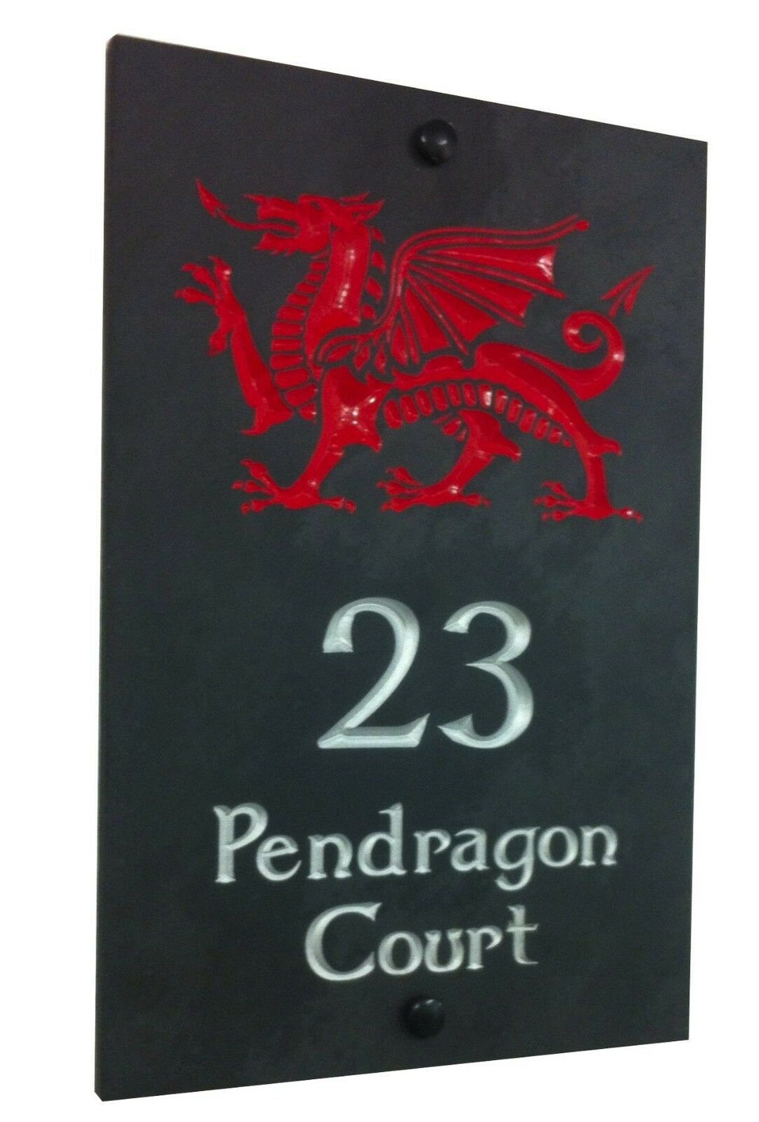 Personalised Deep Engraved Slate House Sign With Welsh Dragon Etsy UK
