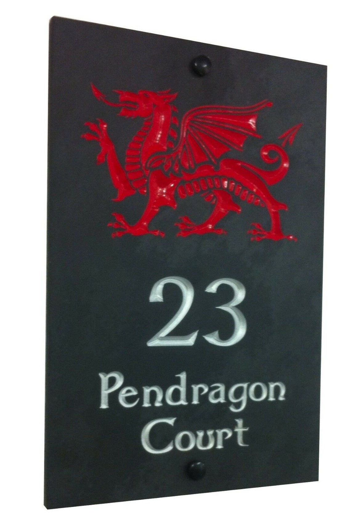 Personalised Deep Engraved Slate House Sign With Welsh Dragon Etsy UK