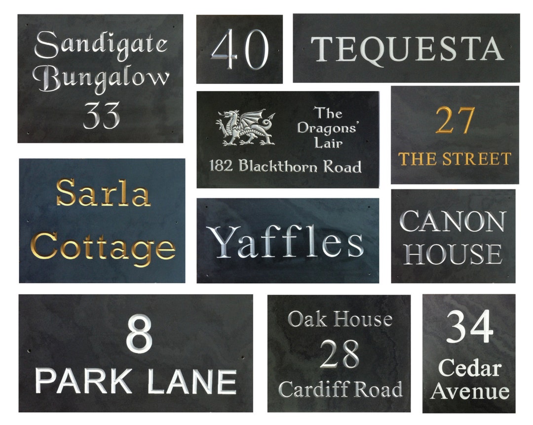 Personalised Deep Engraved Slate House Sign Etsy UK