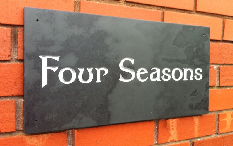 Engraved Natural Slate House Door Sign Name Number Plaque 40cm x 15cm