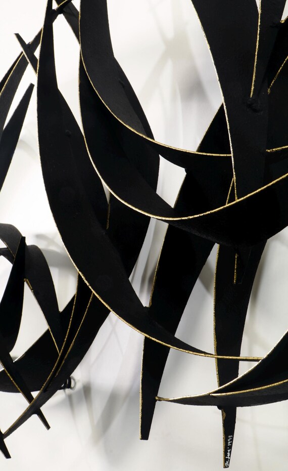 Vintage Curtis Jere 1993 Abstract “flight” Black Metal Wall