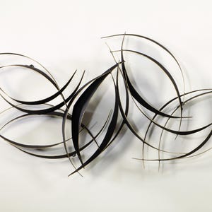 Vintage Curtis Jere 1993 Abstract “Flight” Black Metal Wall Sculpture