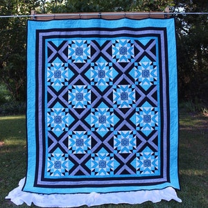 Black and Aqua Handmade Quilt