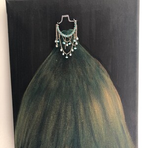 Ink painting with vintage accessory detail.