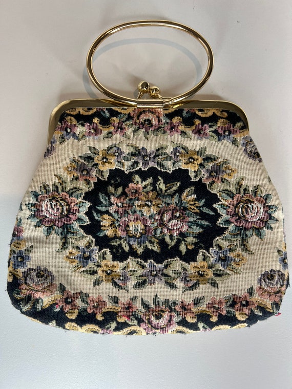 Vintage Tapestry Bag Top Handle - image 1