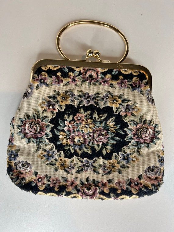 Vintage Tapestry Bag Top Handle - image 3