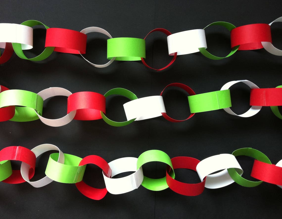 Christmas Paper Chain Christmas Garland Paper Chain Kit Etsy
