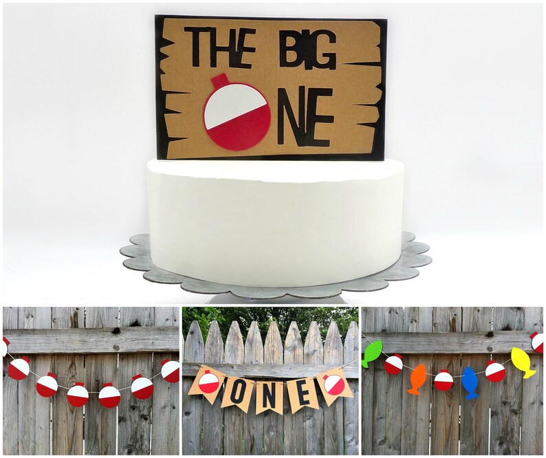 Download Party Decor Party Supplies The Big One Fishing Garland Fishing Party Ofishally One Birthday One Cake Topper Bobber Cupcake Toppers Fishing Birthday Package