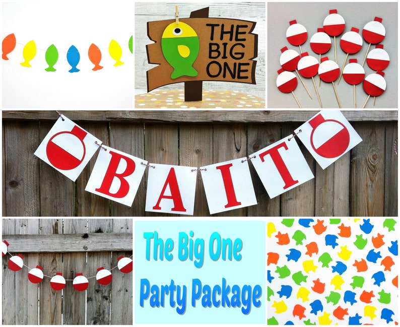 Bobber Cupcake Toppers Fishing Birthday Package Fishing Garland Fishing Party Ofishally One Birthday One Cake Topper The Big One