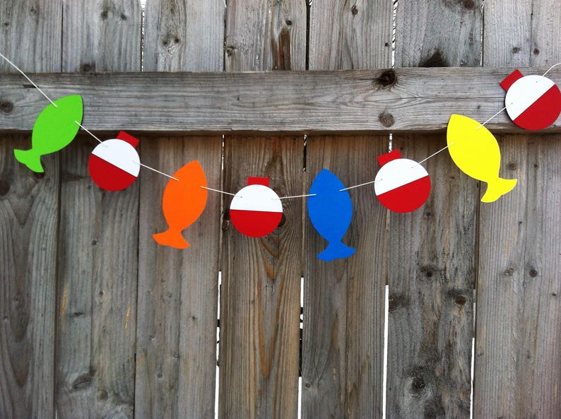 Camping Party Fish Garland Nautical Birthday Camping Garland Bobber Garland Under the Sea Party Fishing Party Garland