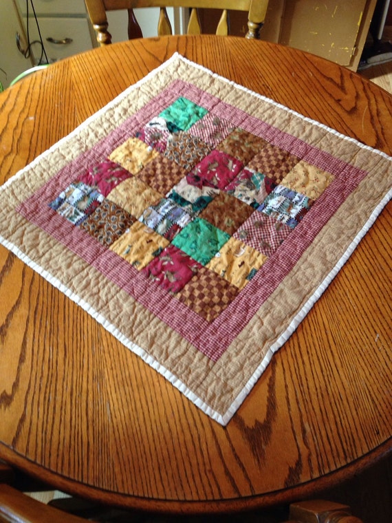 Items similar to Rustic cabin quilted table topper 24.5 inch square on Etsy