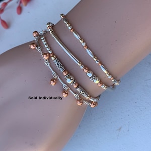 Silver, Copper and Gold Filled Beaded Stacking Bracelets/Simply Elegant/Mixed Metal Bracelets/Everyday Jewelry/Anklets/Kimbajul/Kimbagirl/AZ