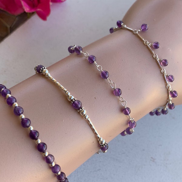 Amethyst Bead Stacking Bracelets/February Birthstone/Purple Lovers Jewelry/Crown Chakra Stone/Dainty Jewelry/Kimbajul/Kimbagirl/Arizona