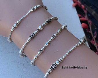 Sterling Silver Bead Bracelets for Everyday Wear/Stacking Bracelets/DaintySilver Bracelets/Anklets/Feminine Jewelry/Kimbajul/Kimbagirl/